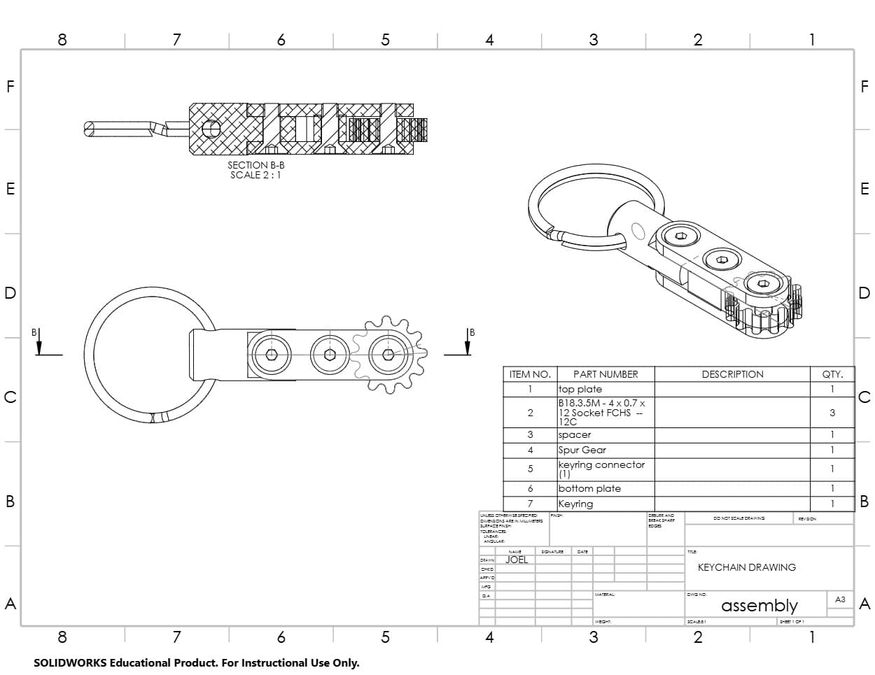 Keychain Engineering Drawing